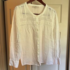LOFT Women's Cream Button-Down Blouse